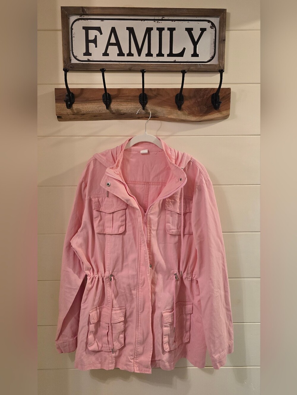 Light Pink Jeans Utility Jacket 3X